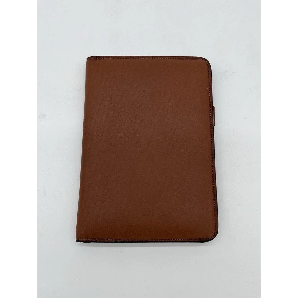 Paolo TAN BROWN REAL LEATHER ATTACHE PAPER HOLDER Used VTG 10x12.5